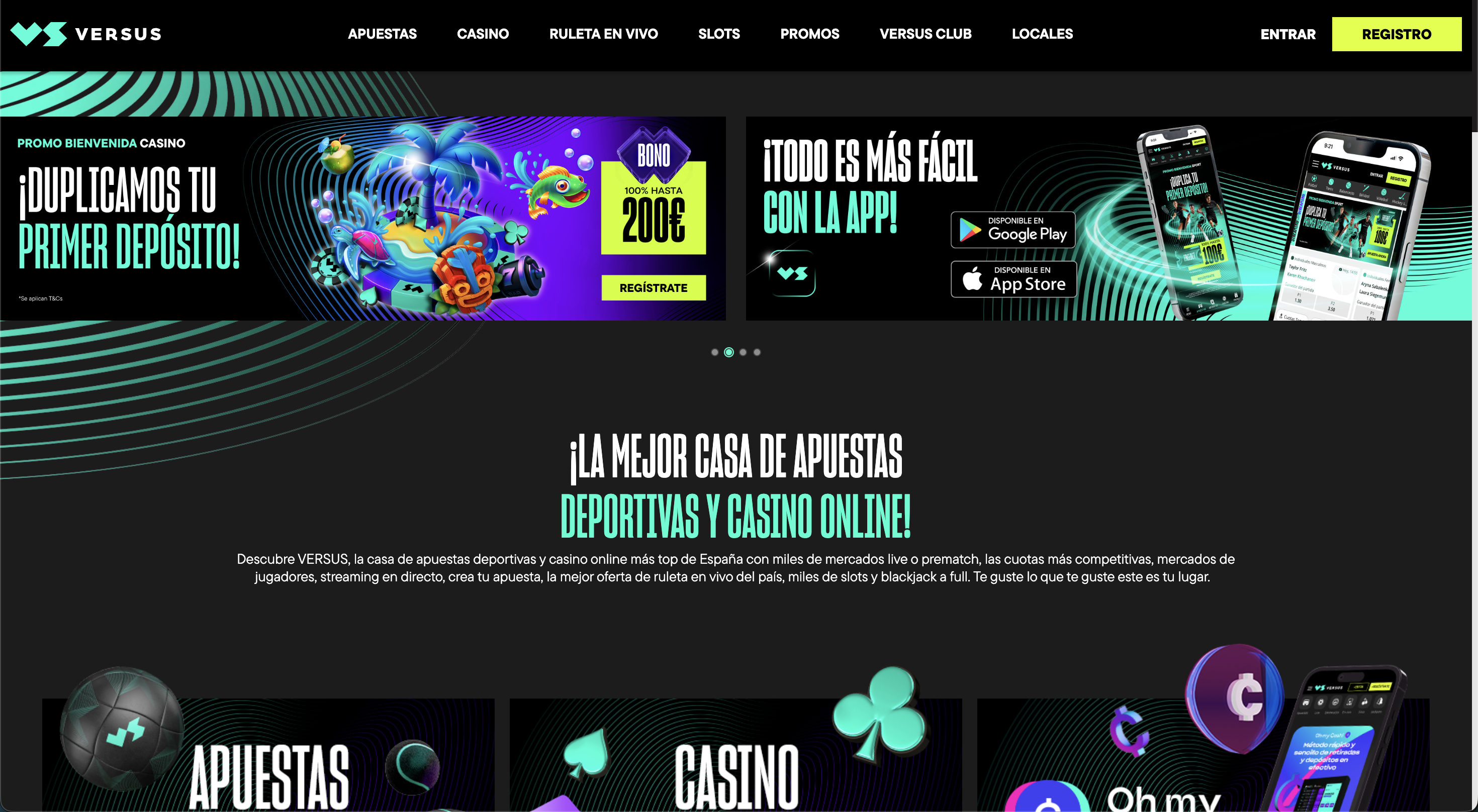 Versus Casino interface